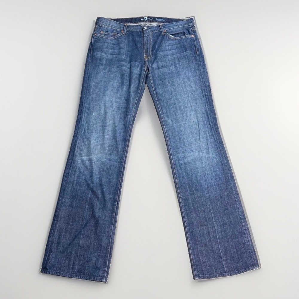 7 For All Mankind Jeans 36x35 Bootcut Cotton Dark Wash Blue Made in USA indigo